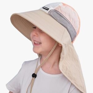 Beige Boys SPF 50 Sun Hat with Neck Flap NWT